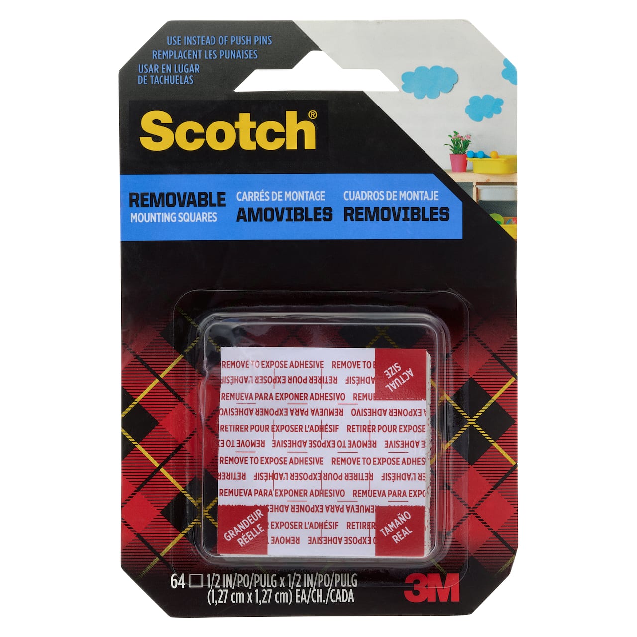 3M Scotch&#xAE; Removable Mounting Squares, 1/2&#x22; x 1/2&#x22;